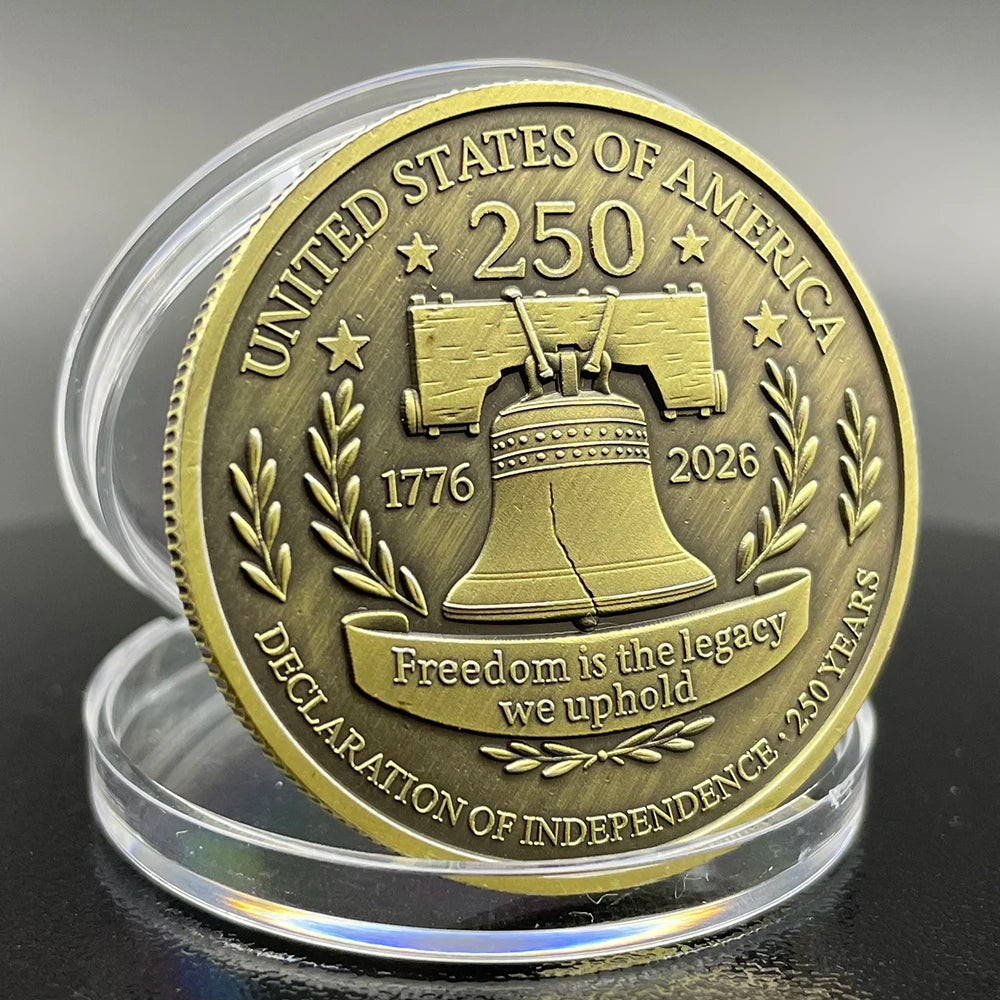 USA 250th Anniversary Commemorative Coin - Liberty Bell & Eagle Design American Independence Historical Memorabilia Coin
