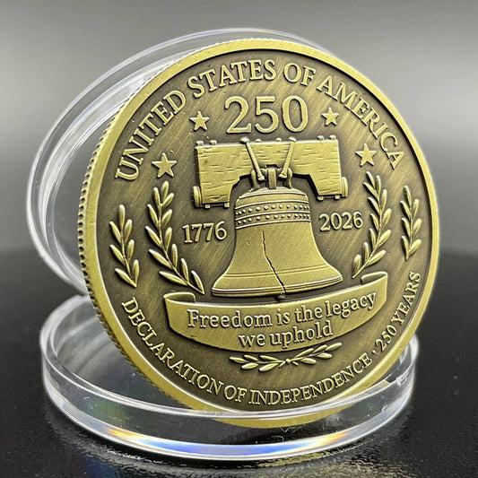 USA 250th Anniversary Commemorative Coin - Liberty Bell & Eagle Design American Independence Historical Memorabilia Coin