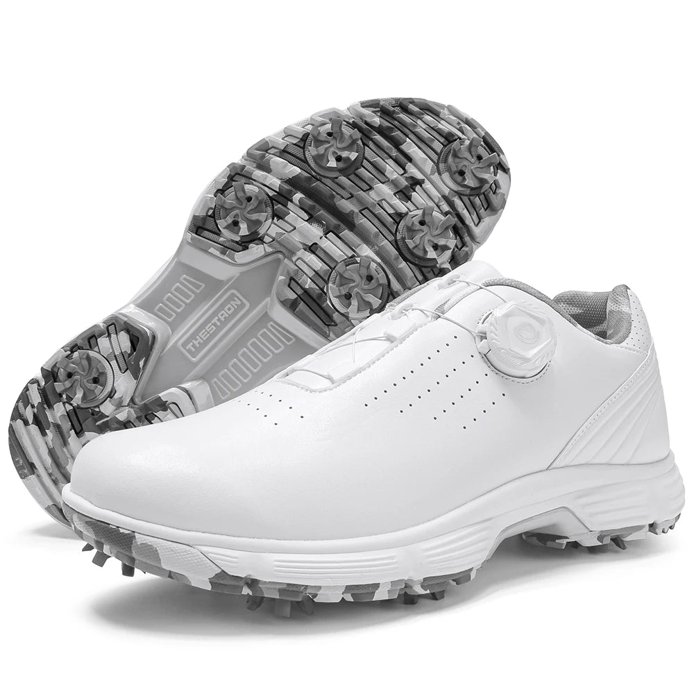 Professional Spiked Men Golf Shoes Waterproof Microfiber Anti-collision Toe Outdoor Competition Sports Sneakers size 39-49  Comfortable Golfing Sneakers Breathable Training Footwears For Walking