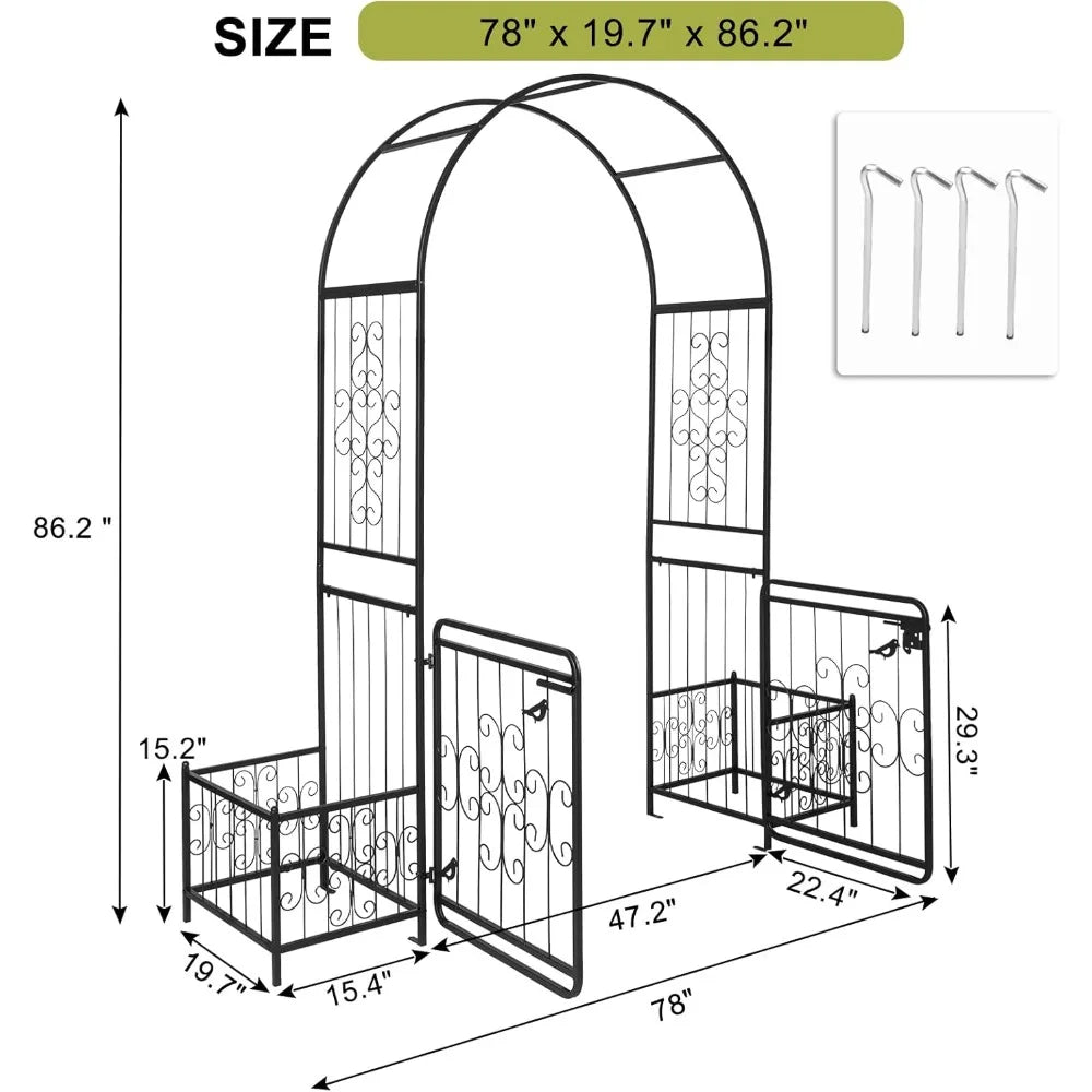 Garden Archway with Door and Flower Box, Wedding Archway, Gazebo with Door and Flower Box, Customizable
