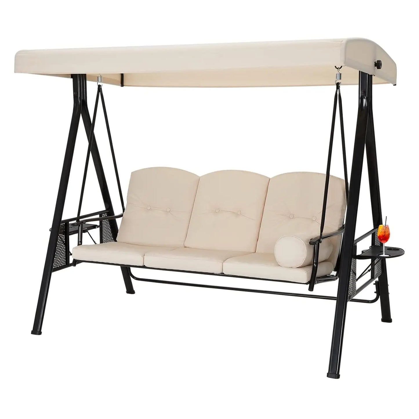 HUANZHUANG Outdoor Porch Swing With Adjustable Canopy