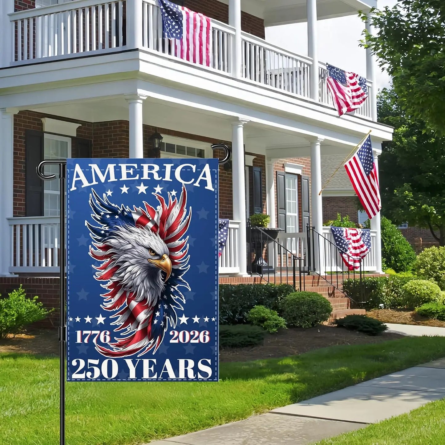 America 250 Years Anniversary Garden Flag, 250th Anniversary independence Day Garden Flags Double-Sided Waterproof Flag 12x1 YYQ