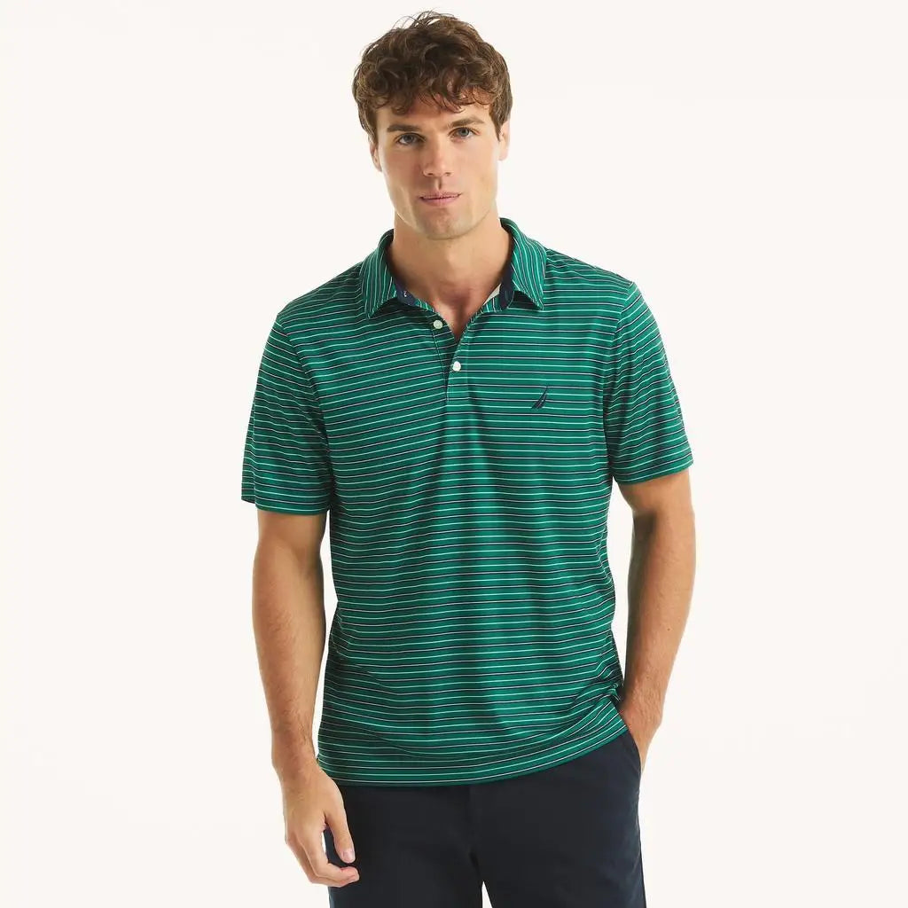 Nautica Men's Slim Fit Striped Golf Polo Shirt Casual Sportswear for Enhanced Comfort and Style