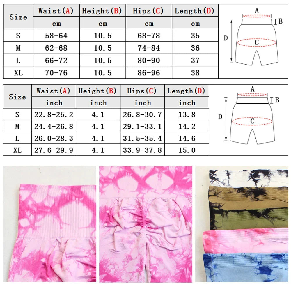 Tie-Dye Yoga Shorts For Women High Stretch Gym Running Fitness