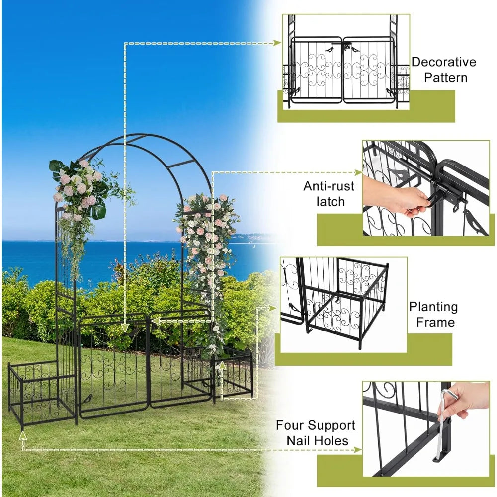 Garden Archway with Door and Flower Box, Wedding Archway, Gazebo with Door and Flower Box, Customizable