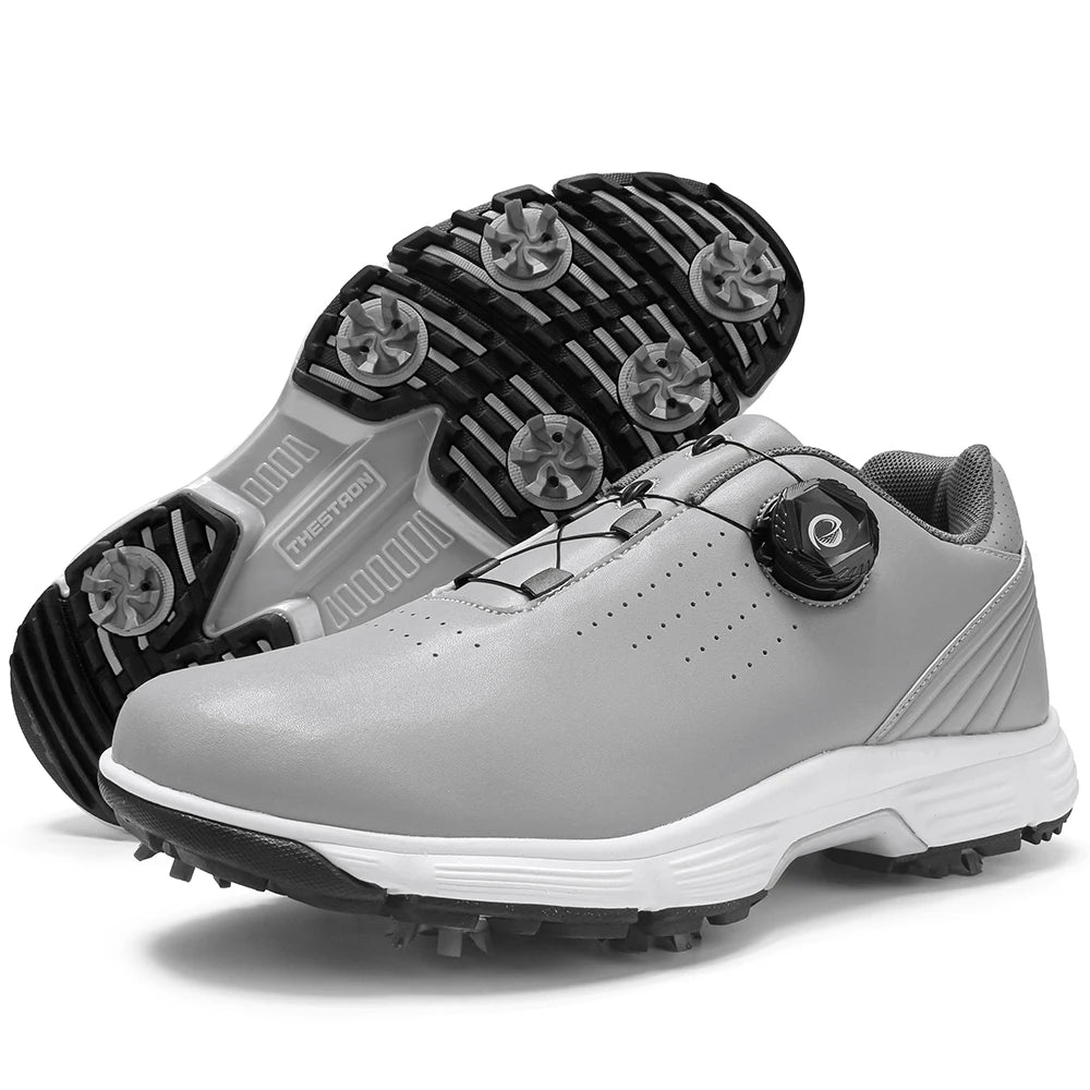 Professional Spiked Men Golf Shoes Waterproof Microfiber Anti-collision Toe Outdoor Competition Sports Sneakers size 39-49  Comfortable Golfing Sneakers Breathable Training Footwears For Walking