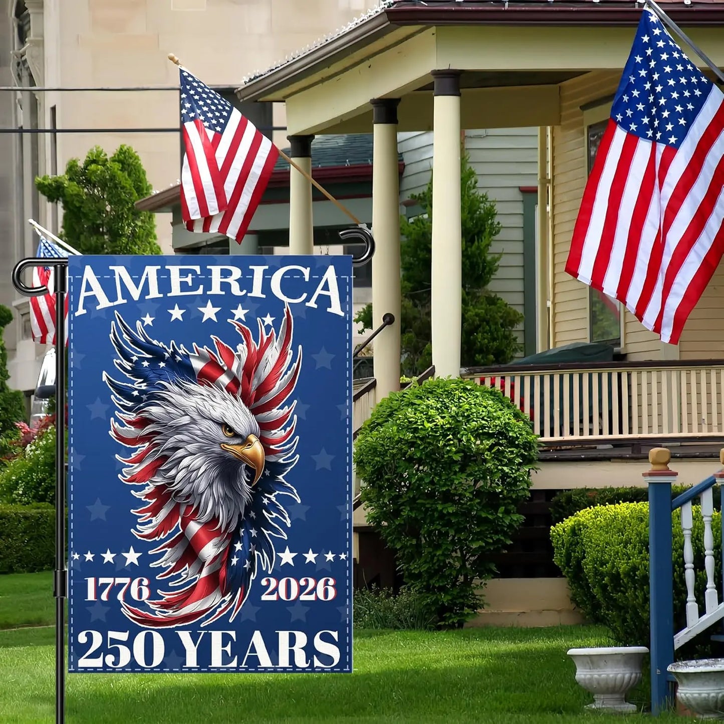America 250 Years Anniversary Garden Flag, 250th Anniversary independence Day Garden Flags Double-Sided Waterproof Flag 12x1 YYQ