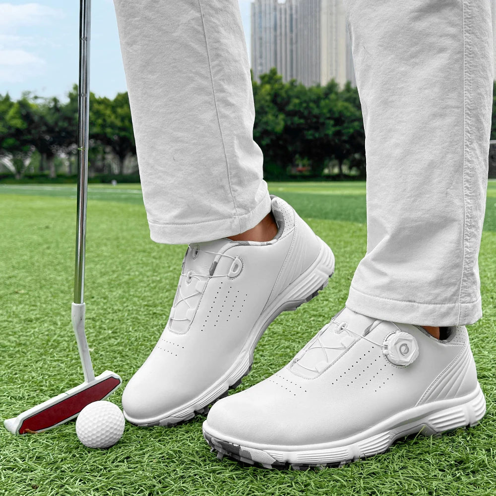Professional Spiked Men Golf Shoes Waterproof Microfiber Anti-collision Toe Outdoor Competition Sports Sneakers size 39-49  Comfortable Golfing Sneakers Breathable Training Footwears For Walking