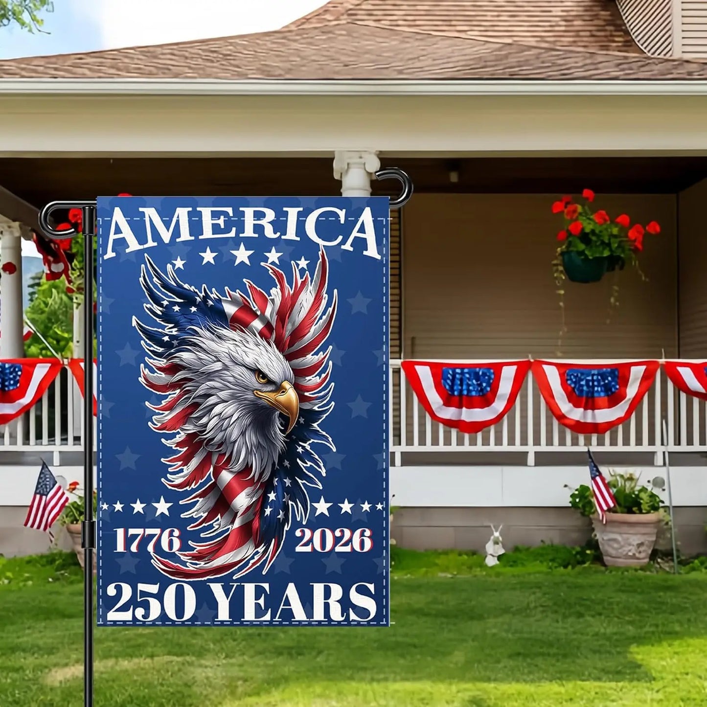 America 250 Years Anniversary Garden Flag, 250th Anniversary independence Day Garden Flags Double-Sided Waterproof Flag 12x1 YYQ