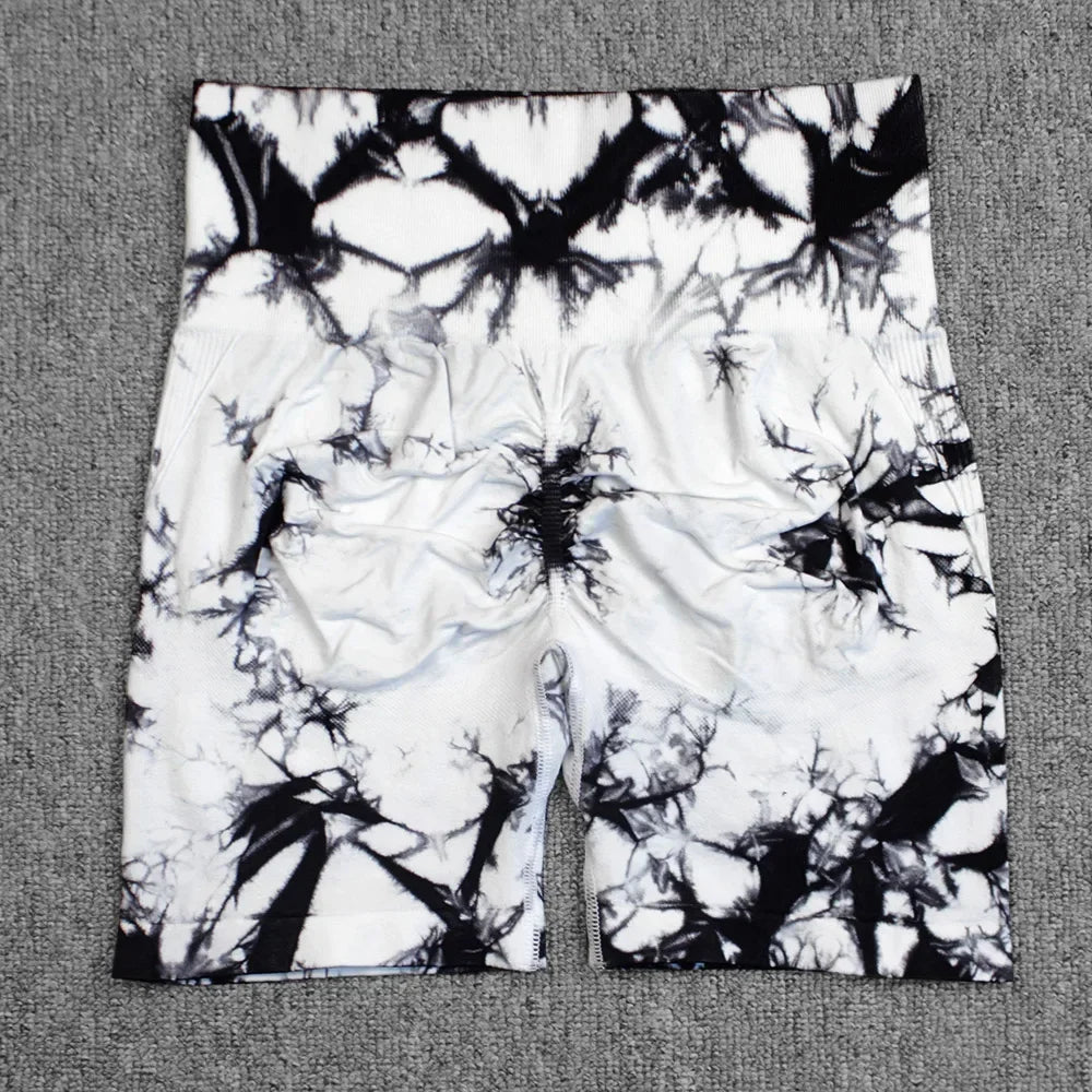 Tie-Dye Yoga Shorts For Women High Stretch Gym Running Fitness