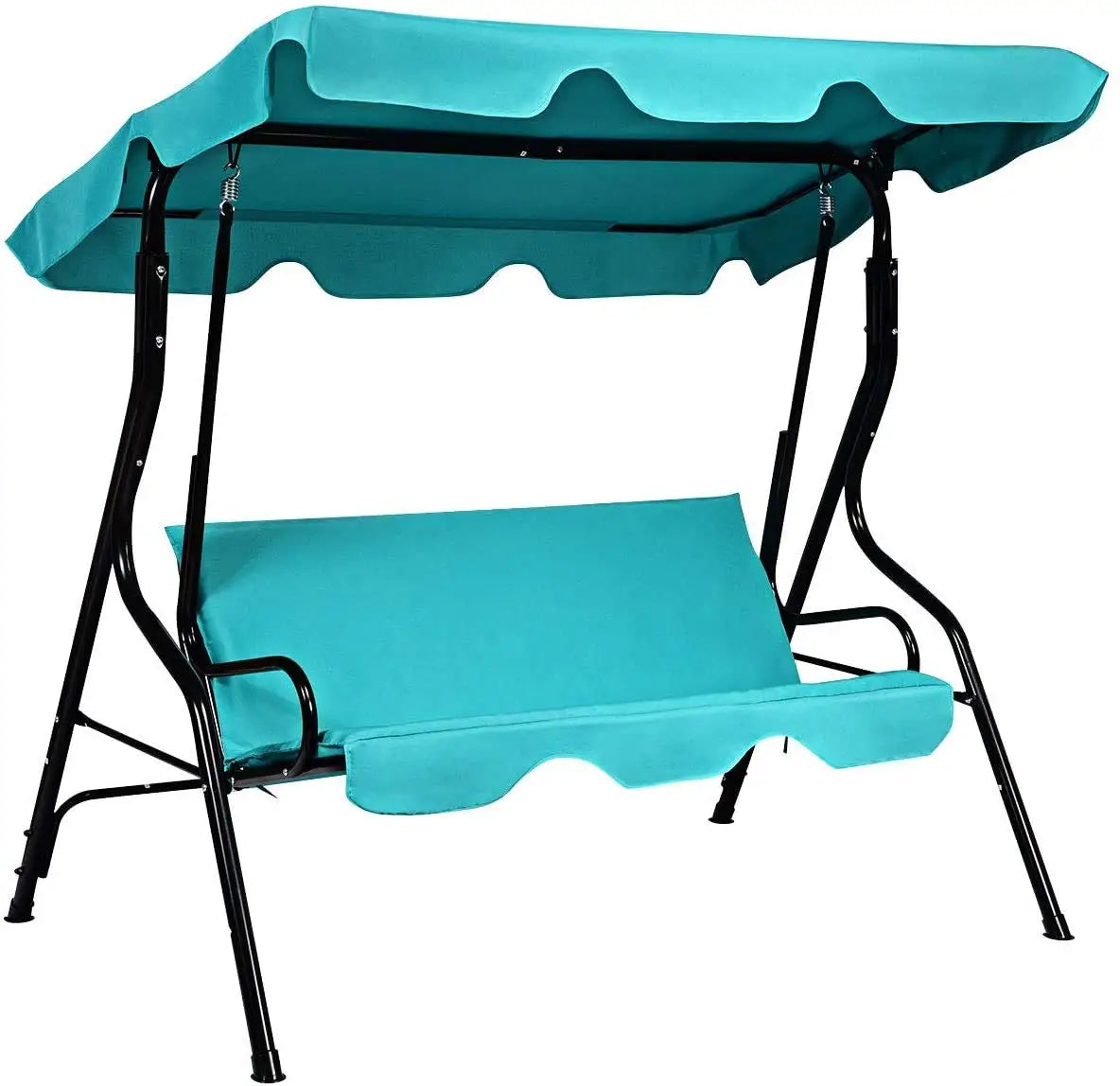 Three-Seat Patio Swing With Adjustable Canopy And Weather-Resistant Cushions