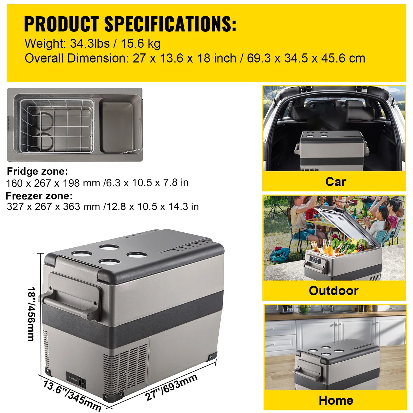 VEVOR Car Refrigerator Portable Compressor Cooler For Camping