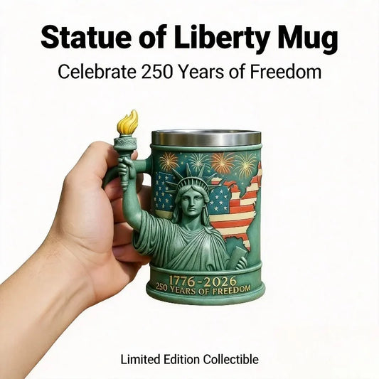 Statue of Liberty 250th Anniversary Resin Coffee Mug with Stainless Steel Liner, 3D Embossed Patriotic Beer Mug, Gift