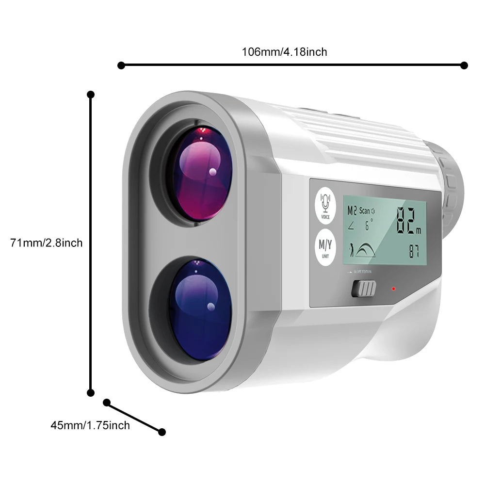 1000Y Golf Rangefinder with Voice Broadcast Laser Range Finder with Flagpole Lock Slope Compensation Screen Display for Golfer