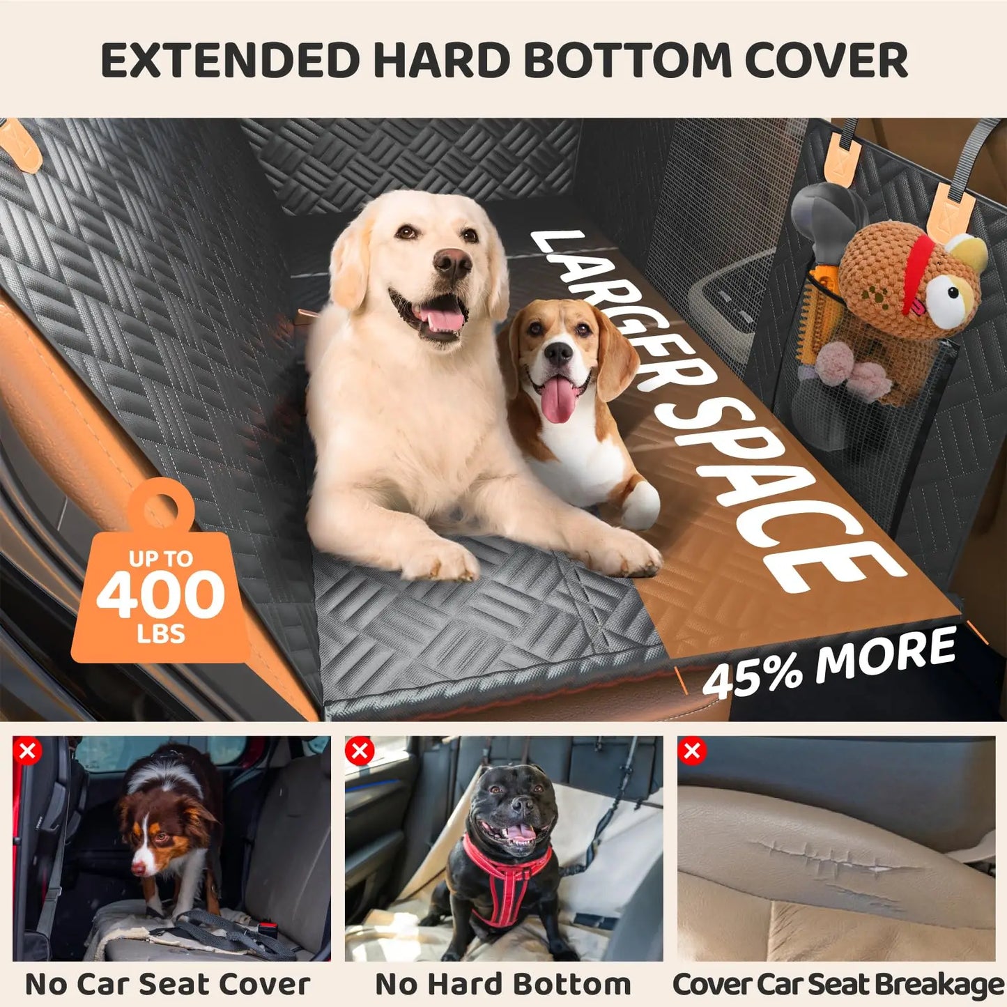 Rear Seat Dog Cover and Extender Hammock for Cars
