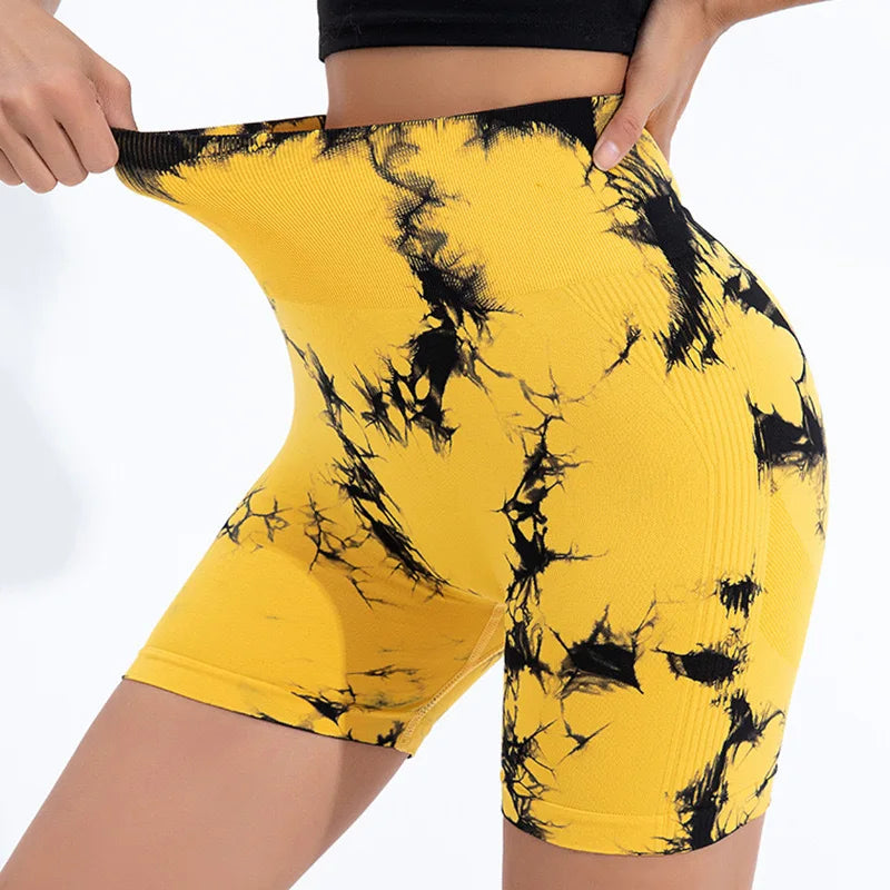 Tie-Dye Yoga Shorts For Women High Stretch Gym Running Fitness