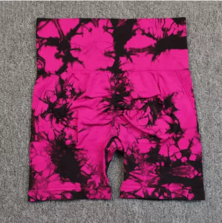 Tie-Dye Yoga Shorts For Women High Stretch Gym Running Fitness