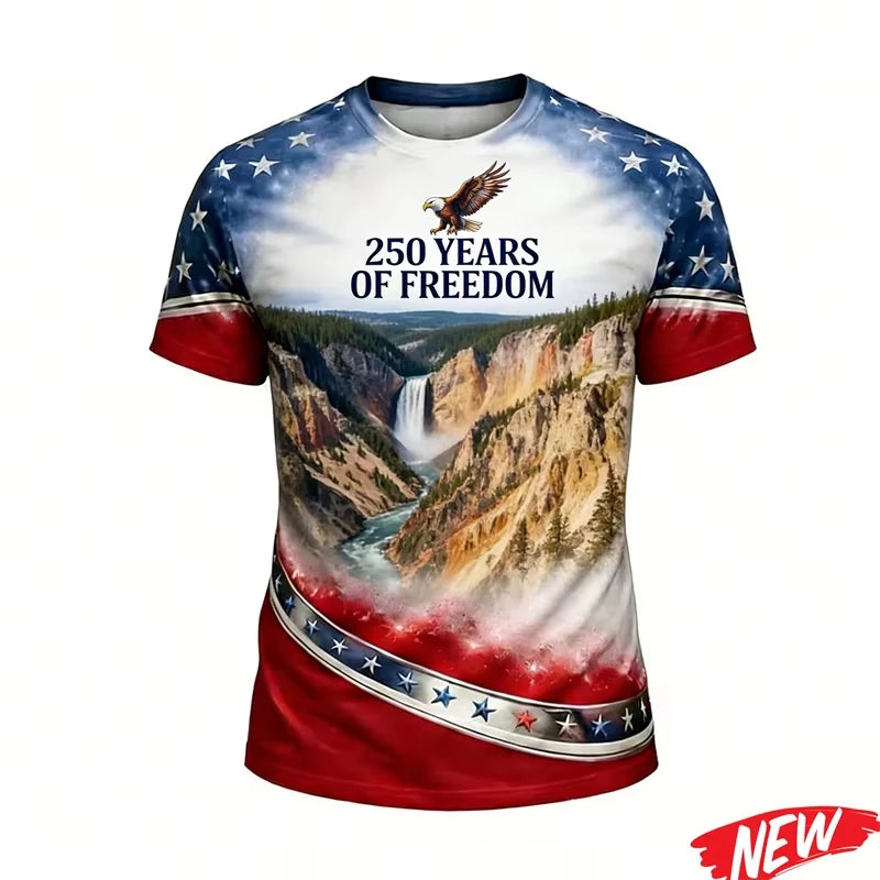 USA 250th Anniversary Commemorative T Shirt Short Sleeve 2026 New Style Family Style Casual for Adults Kids Suitable for Sports
