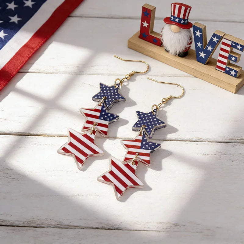 2026 America 250th Independence Day Acrylic Earrings Red Blue White Star Heart USA Dangle Earrings for Women 4th of July Gifts
