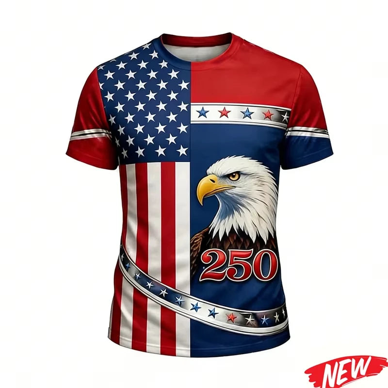 USA 250th Anniversary Commemorative T Shirt Short Sleeve 2026 New Style Family Style Casual for Adults Kids Suitable for Sports