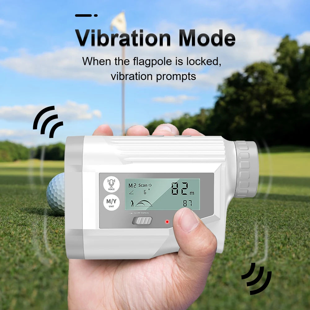 1000Y Golf Rangefinder with Voice Broadcast Laser Range Finder with Flagpole Lock Slope Compensation Screen Display for Golfer