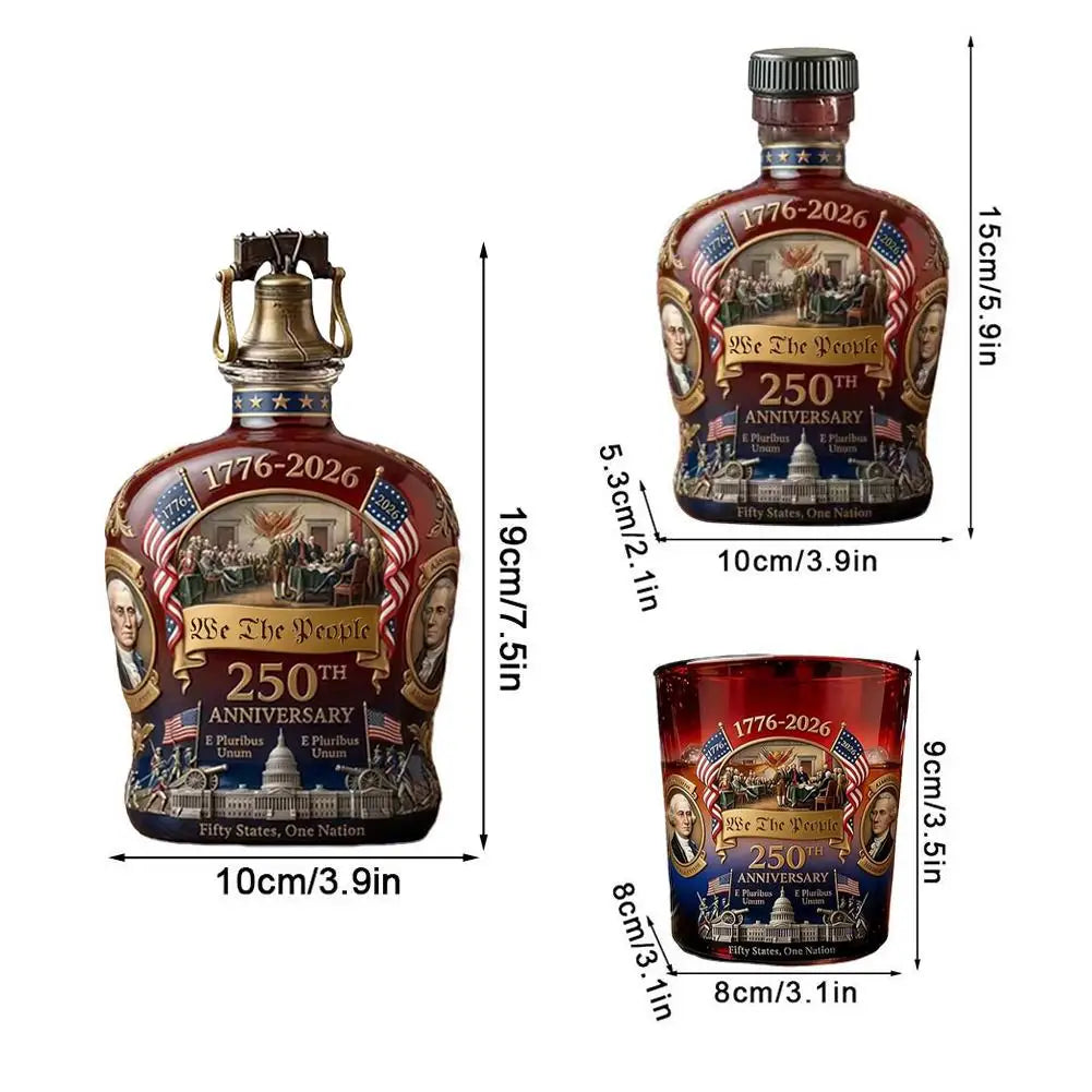 250 Anniversary USA Ornament, 250th Anniversary Commemorative Whiskey Bottle, Drink Party Personal Reserve Patriotic Decoration