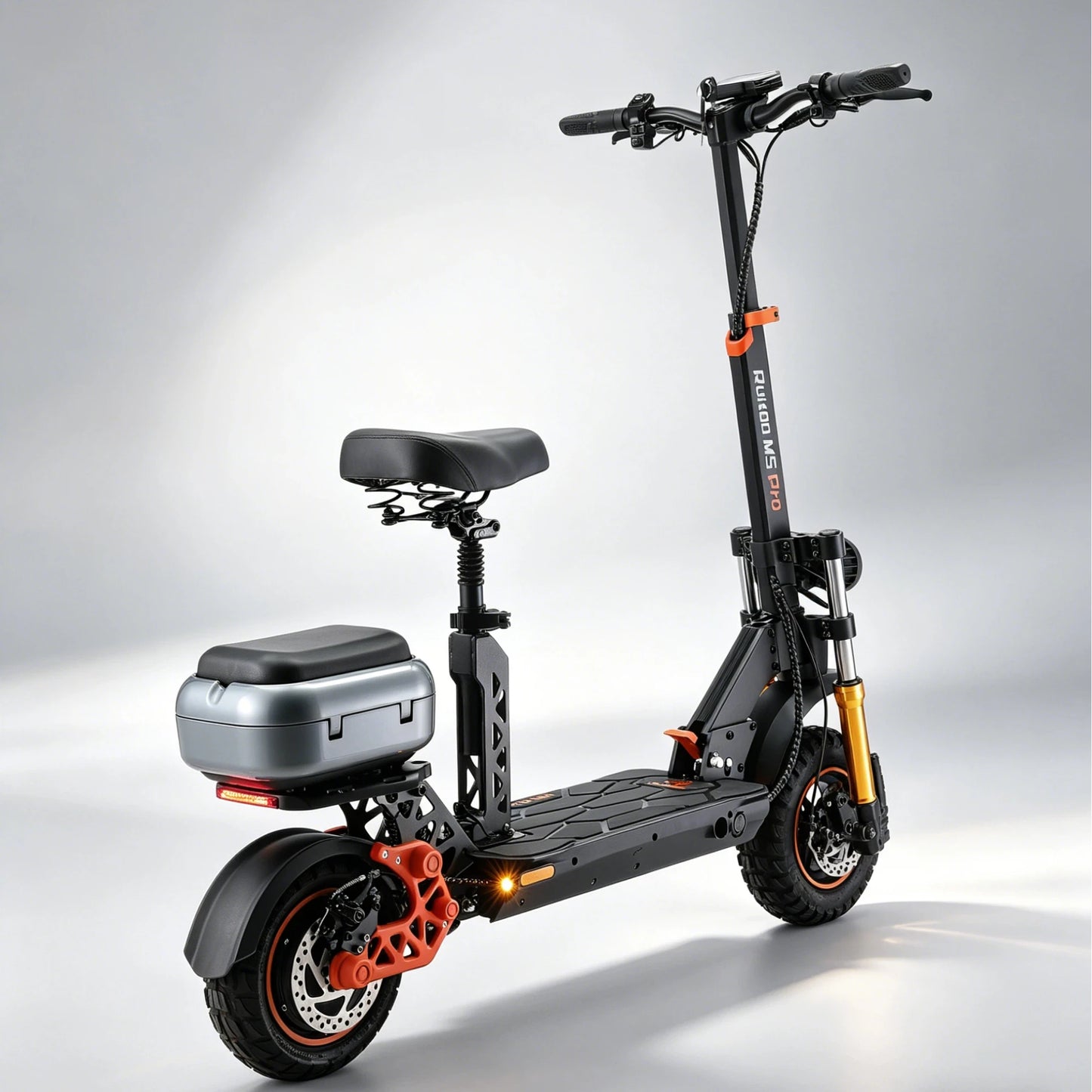 Electric Scooter w/ Seat & Storage, 1600W Motor, 48V 20.8Ah, 70-80km Range, Foldable, LED, Off-Road Tires