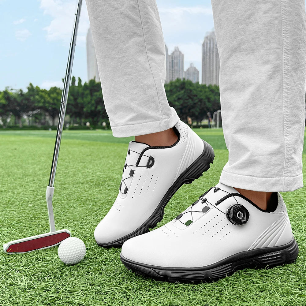 Professional Spiked Men Golf Shoes Waterproof Microfiber Anti-collision Toe Outdoor Competition Sports Sneakers size 39-49  Comfortable Golfing Sneakers Breathable Training Footwears For Walking