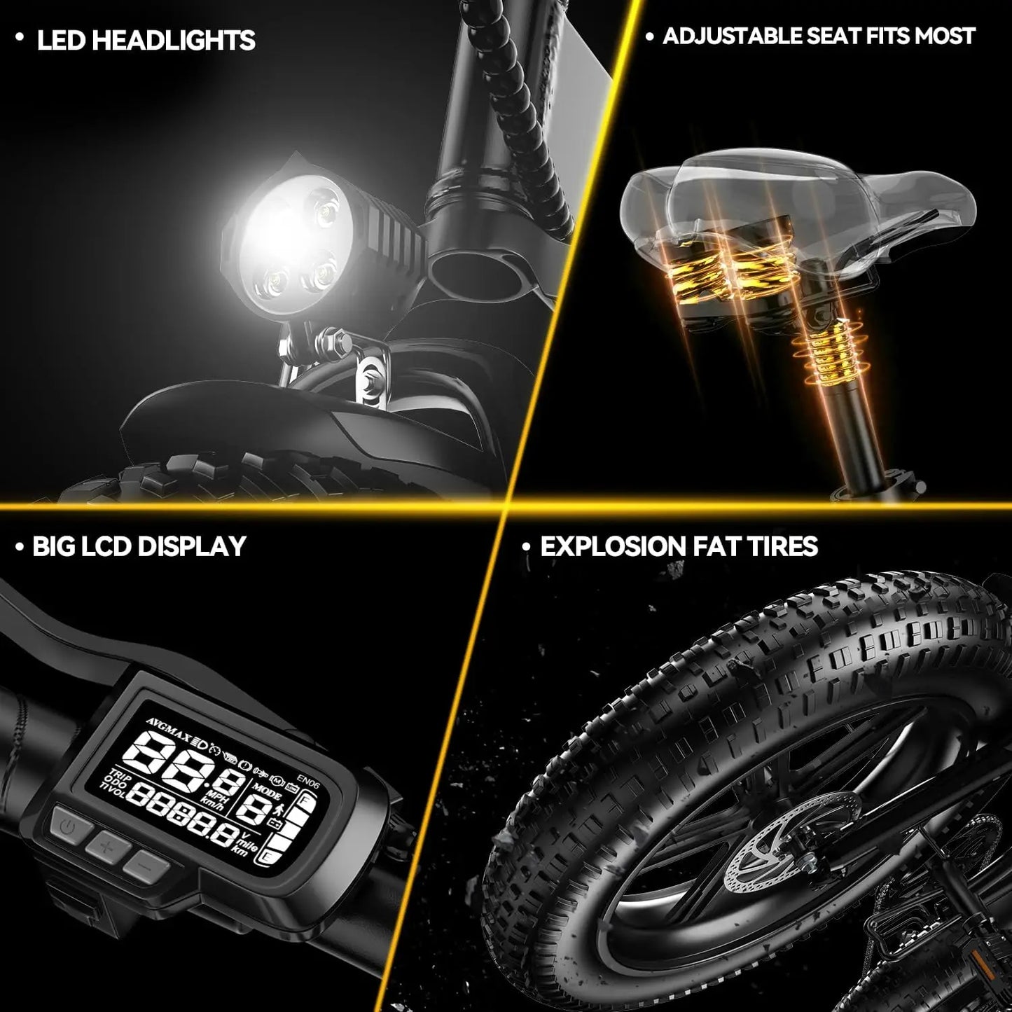 Cybervelo Fat Tire Folding Electric Bike Removable Battery 7 Speed