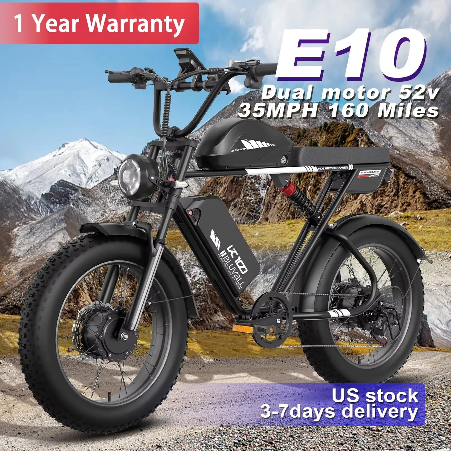 MOOBELO 2000W Dual-Motor Electric Fat Bike With Removable Battery 52V