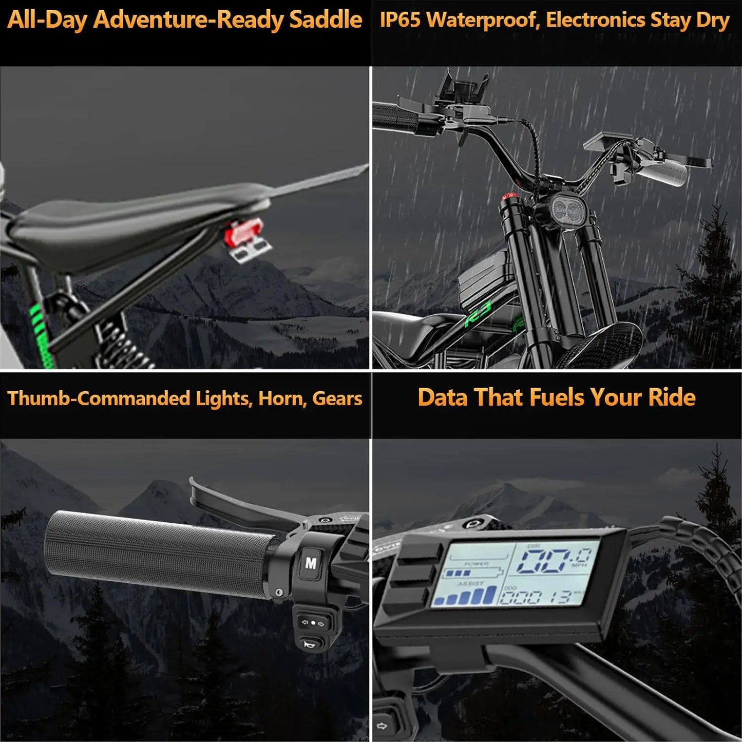 R3 Electric Dirt Bike for Adults Peak 6000W brushless Motor 45-50MPH Speed Dirtbike 50 Miles Range Ebike with 60V 25Ah Battery