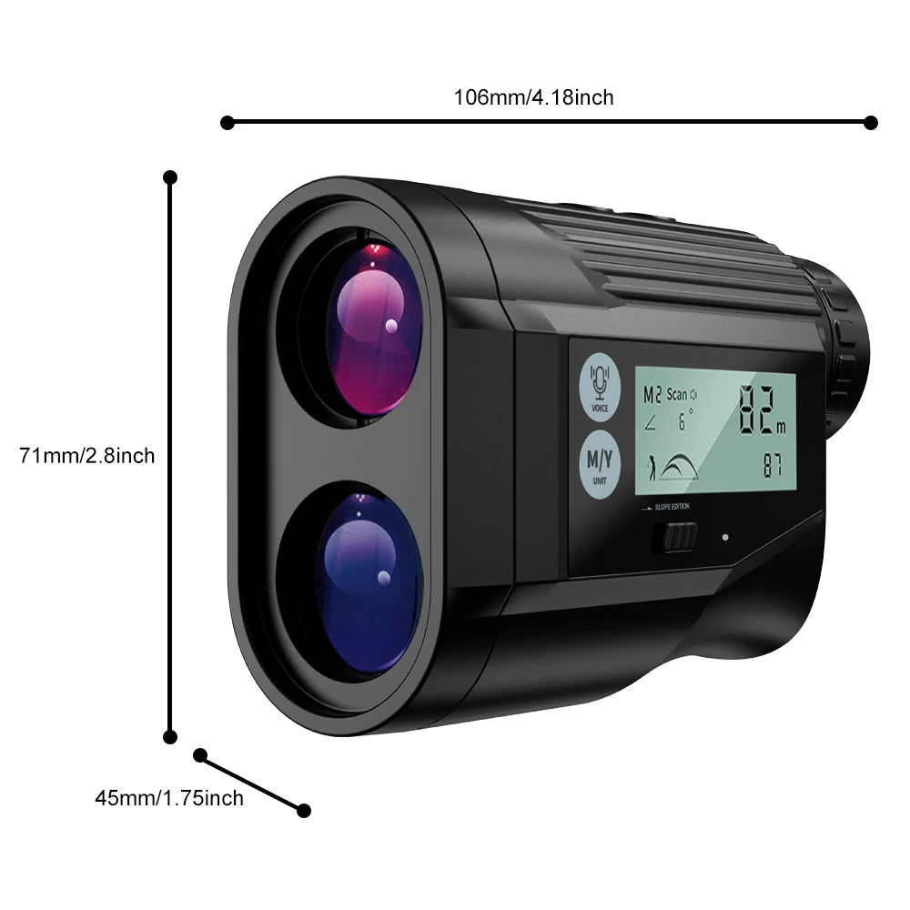 1000Y Golf Rangefinder with Voice Broadcast Laser Range Finder with Flagpole Lock Slope Compensation Screen Display for Golfer