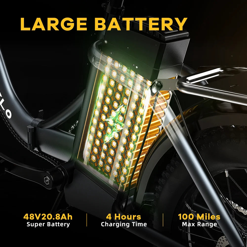 Cybervelo Fat Tire Folding Electric Bike Removable Battery 7 Speed