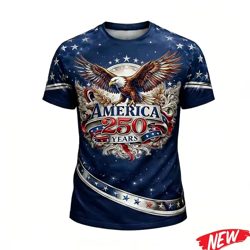 USA 250th Anniversary Commemorative T Shirt Short Sleeve 2026 New Style Family Style Casual for Adults Kids Suitable for Sports