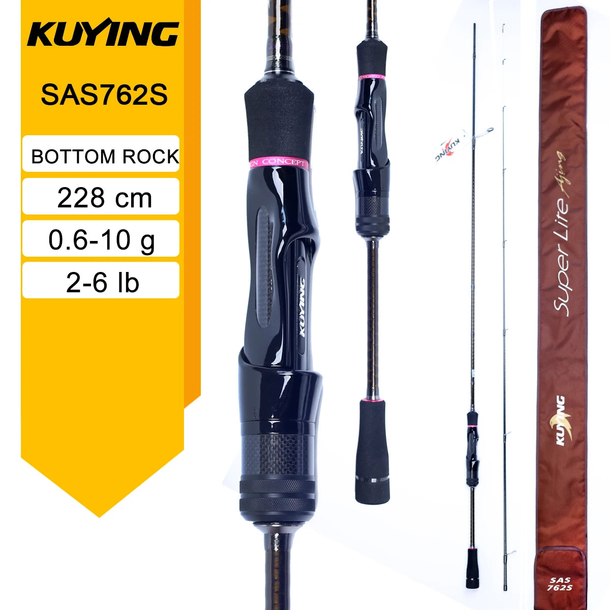 KUYING SUPERLITE Ajing 2.04m 2.28m 2.31m 2.58m Rock Spinning Casting Fast Fishing Rod Bottom Fish Speed