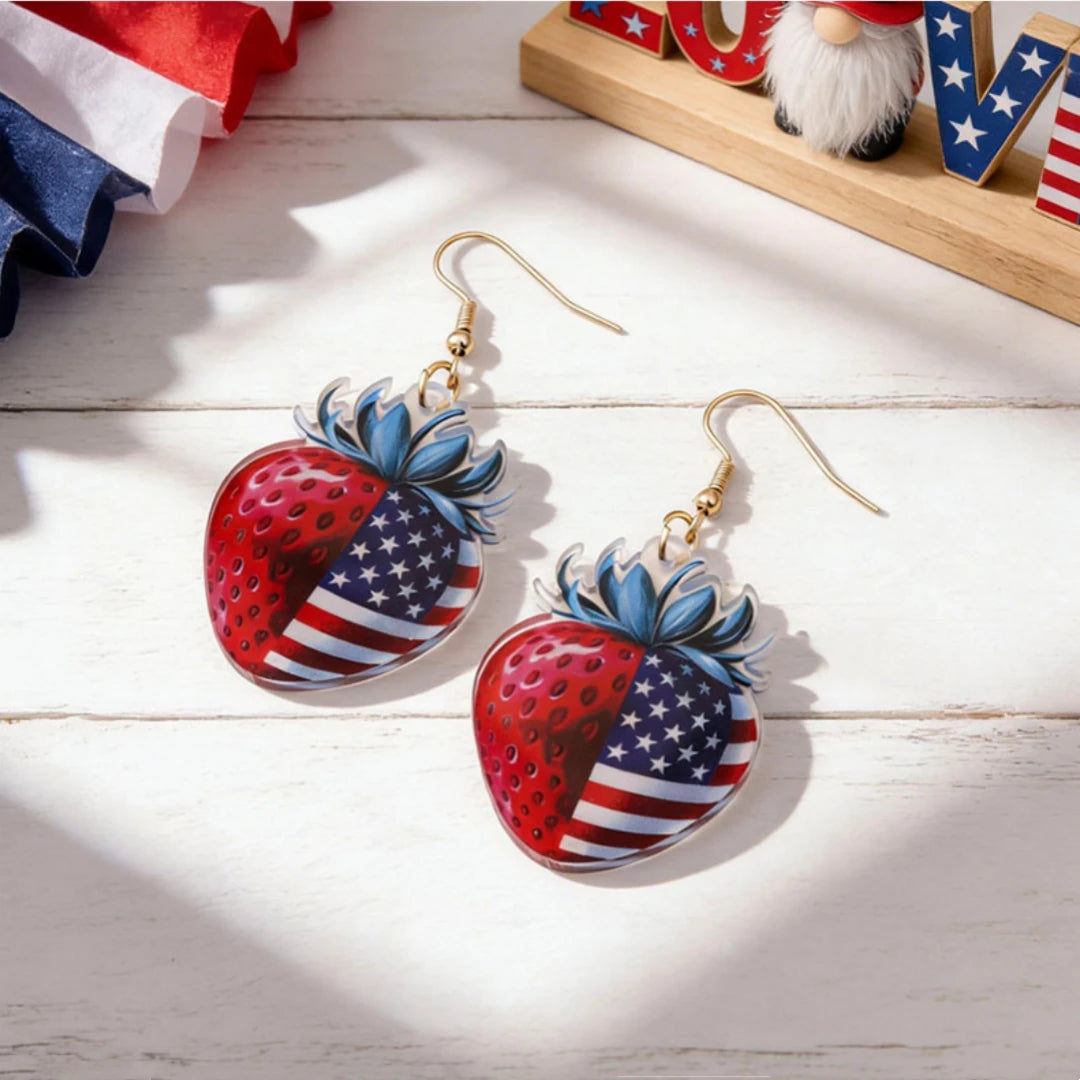2026 America 250th Independence Day Acrylic Earrings Red Blue White Star Heart USA Dangle Earrings for Women 4th of July Gifts