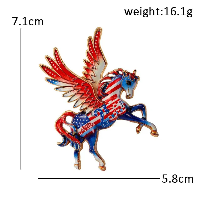 Wuli&baby America's 250th Independence Day Brooches For Women Unisex Eagle Animal Boweknot Flowers Design Party Brooch Pins Gift