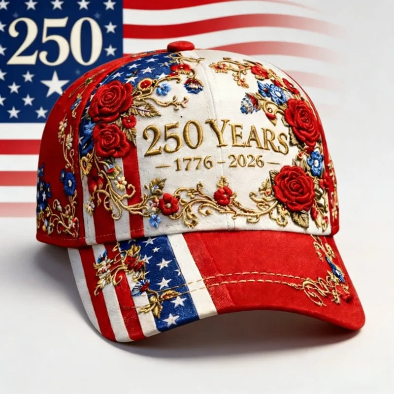 America's 250th Anniversary Rose 3D Printed Baseball Cap Women's Baseball Cap for Daily Travel and Independence Day Celebration