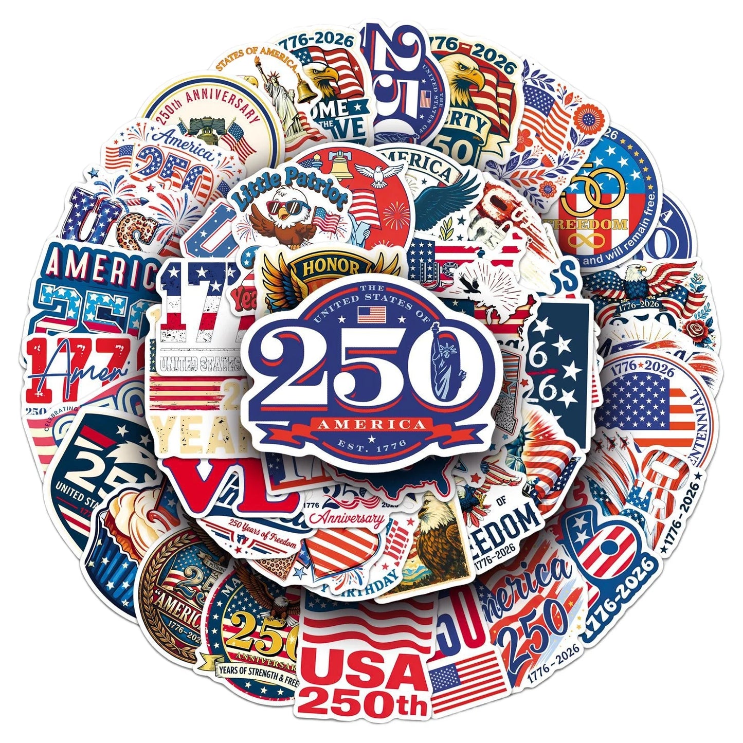 10/30/50 250th Anniversary of The Founding of The United States Stickers Independence Day DIY Guitar Luggage Waterproof Stickers