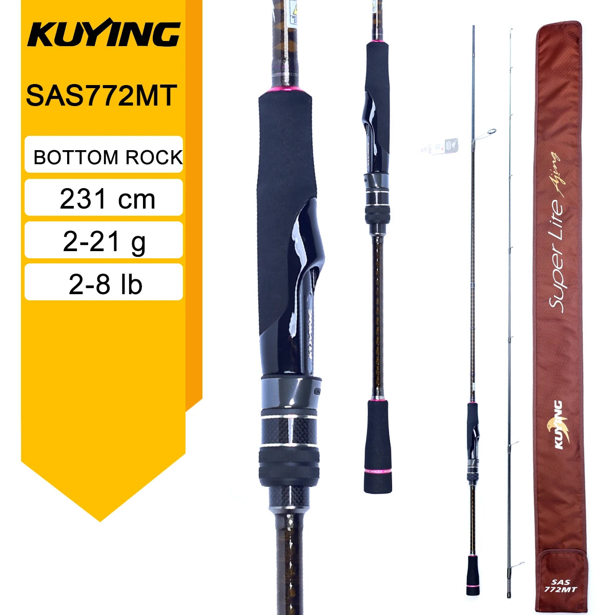 KUYING SUPERLITE Ajing 2.04m 2.28m 2.31m 2.58m Rock Spinning Casting Fast Fishing Rod Bottom Fish Speed