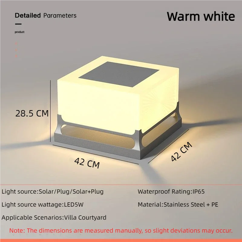 Modern Solar Outdoor Waterproof Decorations Door Post Atmosphere Light Yard Patio Pathway Courtyard Square Wall Pillar Light