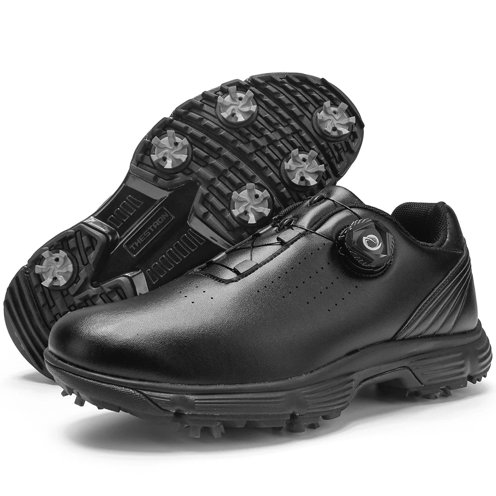 Professional Spiked Men Golf Shoes Waterproof Microfiber Anti-collision Toe Outdoor Competition Sports Sneakers size 39-49  Comfortable Golfing Sneakers Breathable Training Footwears For Walking