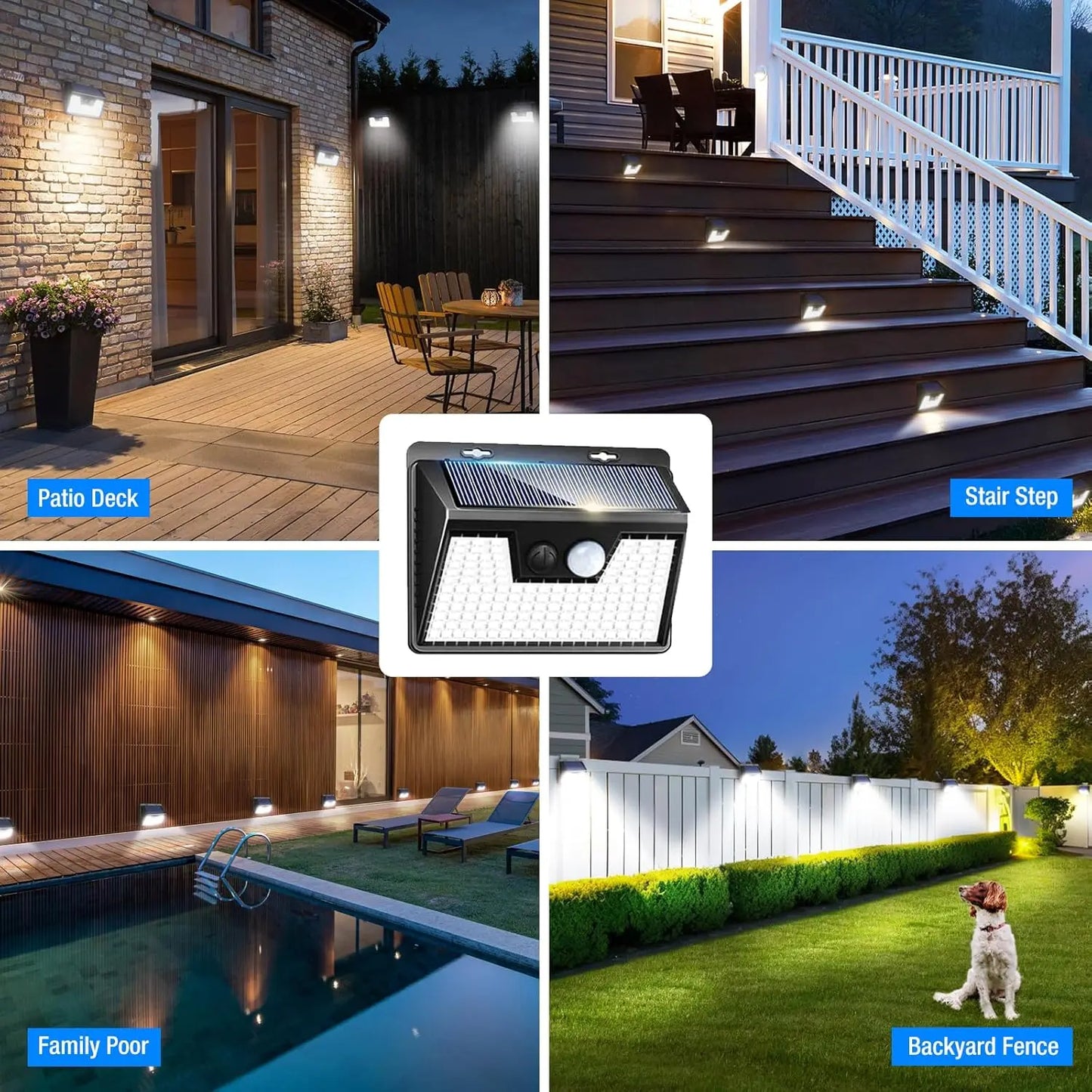 Solar Motion Sensor Lights Outdoor IP65 Waterproof Three Modes LEDs