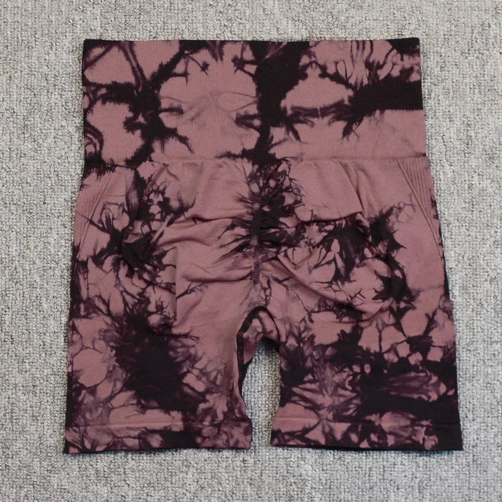 Tie-Dye Yoga Shorts For Women High Stretch Gym Running Fitness