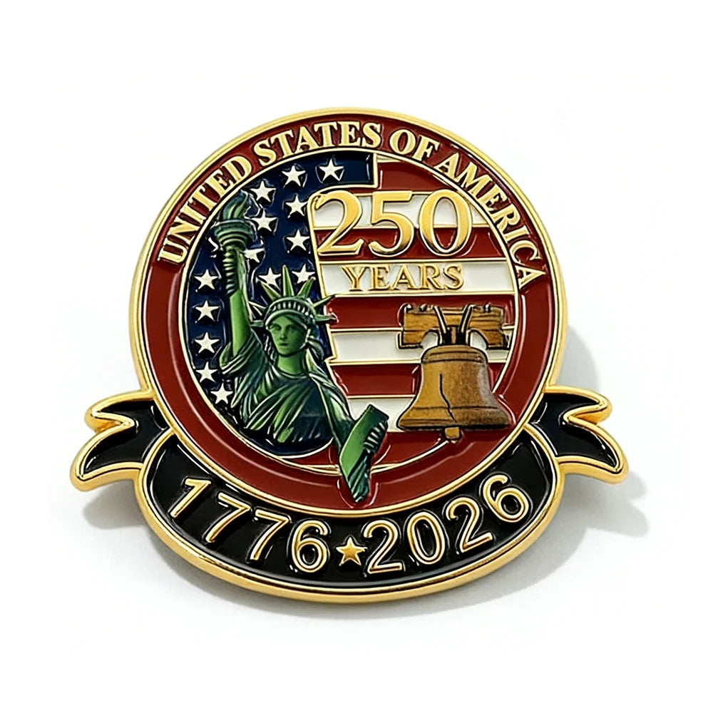1776-2026 USA 250th Anniversary Badge Brooch Pin America Flag Commemorative Enamel Badge Decoration Craft Gift