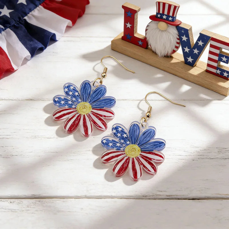 2026 America 250th Independence Day Acrylic Earrings Red Blue White Star Heart USA Dangle Earrings for Women 4th of July Gifts