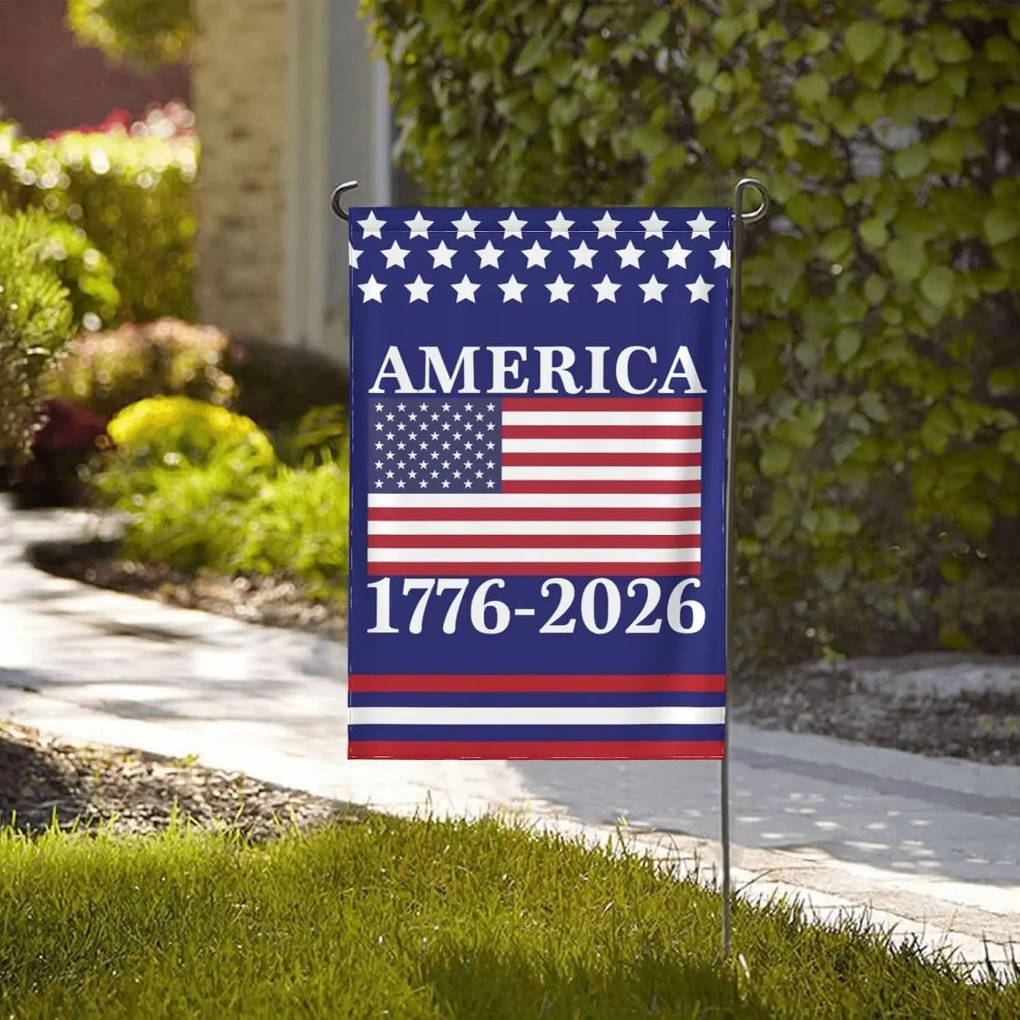 America 250th Birthday Garden Flag 12x18 1776 2026 America 250 Years Anniversary Yard Sign God Bless Usa Patriot House Flag  KKX