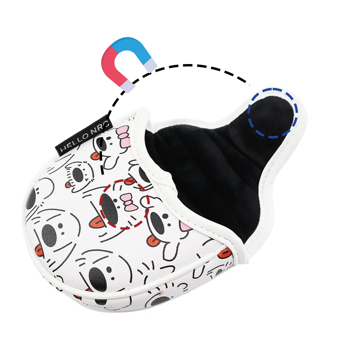 1pc Putter Head Cover, 'Cute dogs' pattern Golf Putter Covers, Protective Golf Club Covers and Mallet Putter Head Cover