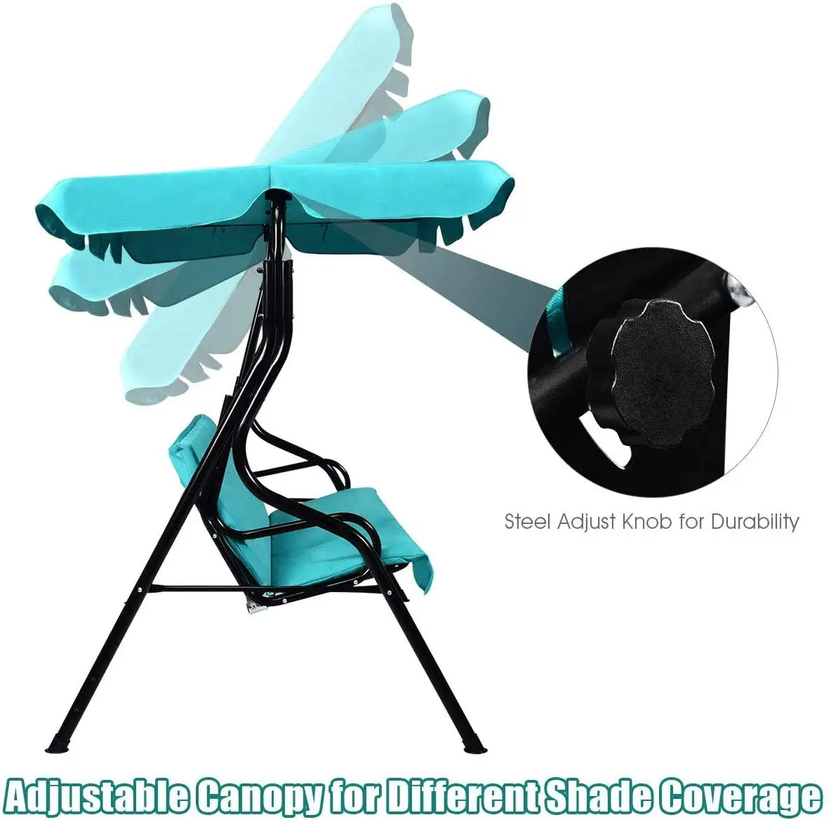 Three-Seat Patio Swing With Adjustable Canopy And Weather-Resistant Cushions