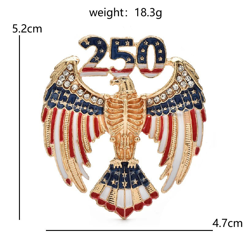 Wuli&baby America's 250th Independence Day Brooches For Women Unisex Eagle Animal Boweknot Flowers Design Party Brooch Pins Gift